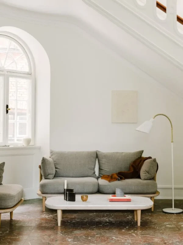 &Tradition Fly SC5 soffbord, vitoljad ek - vit Carrara-marmor