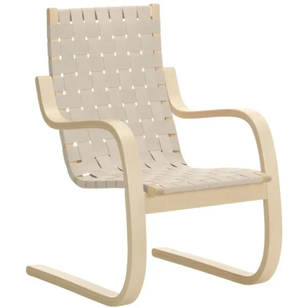 Artek Aalto fåtölj 406, björk - naturligt/vita vävband