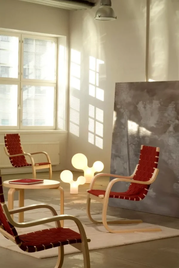 Artek Aalto fåtölj 406, björk - naturligt/vita vävband