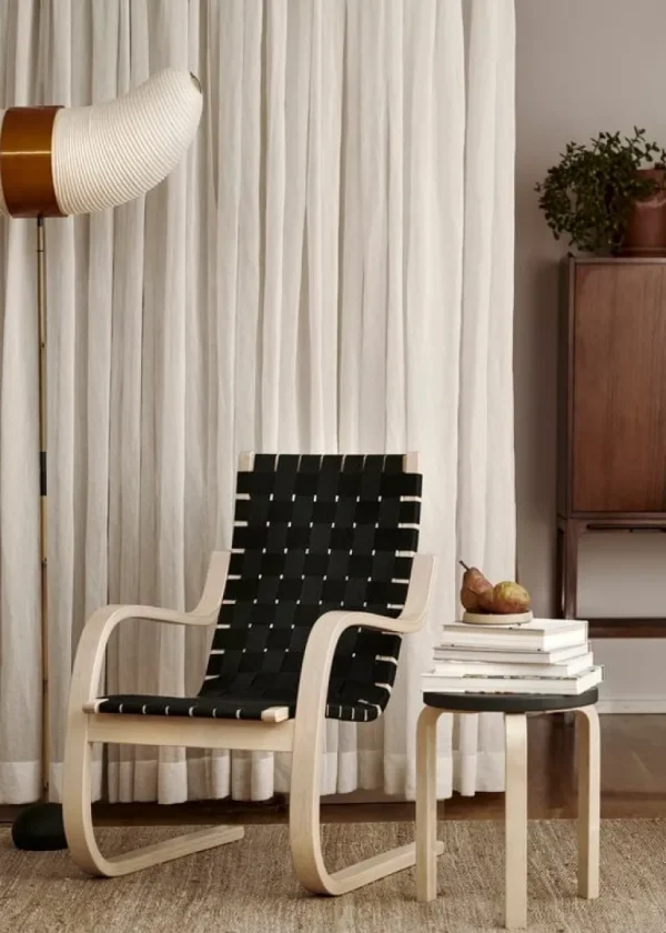 Artek Aalto fåtölj 406, björk - naturligt/vita vävband