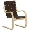 Artek Aalto fåtölj 406, björk - svart/bruna vävband