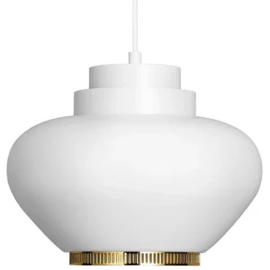 Artek Aalto pendellampa A333 "Turnip", vit - mässing