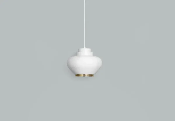 Artek Aalto pendellampa A333 "Turnip", vit - mässing