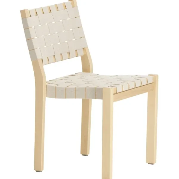 Artek Aalto stol 611, björk - naturlig/vit vävning