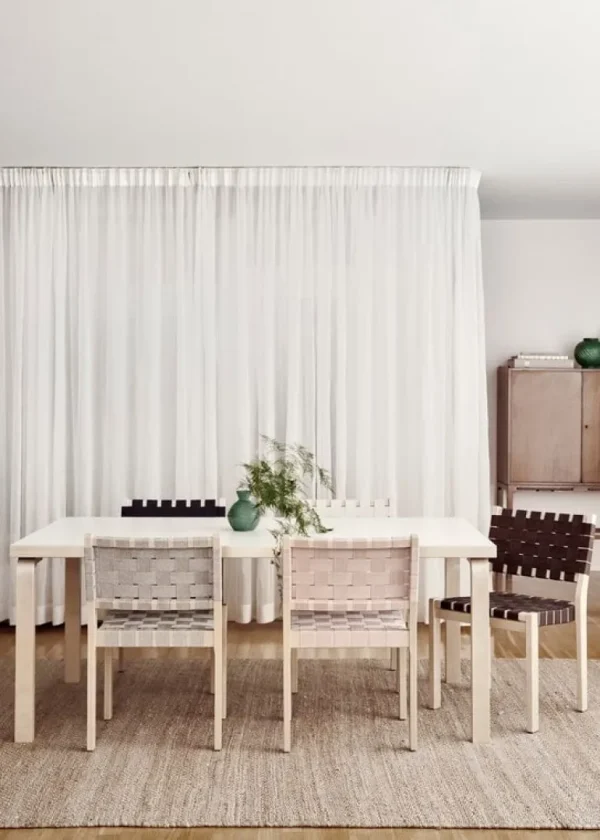 Artek Aalto stol 611, björk - naturlig/vit vävning