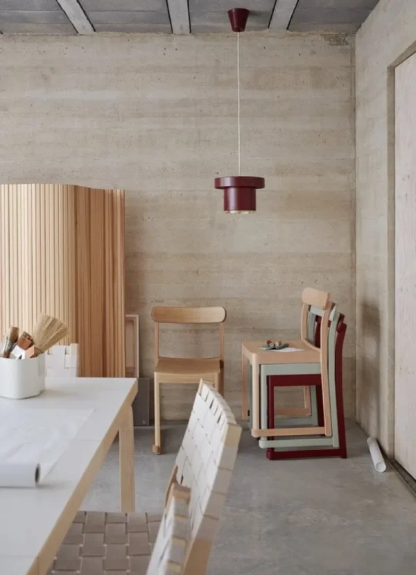 Artek Aalto stol 611, björk - naturlig/vit vävning