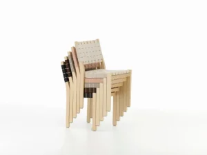 Artek Aalto stol 611, björk - svart/brun vävning