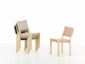 Artek Aalto stol 611, björk - svart vävning