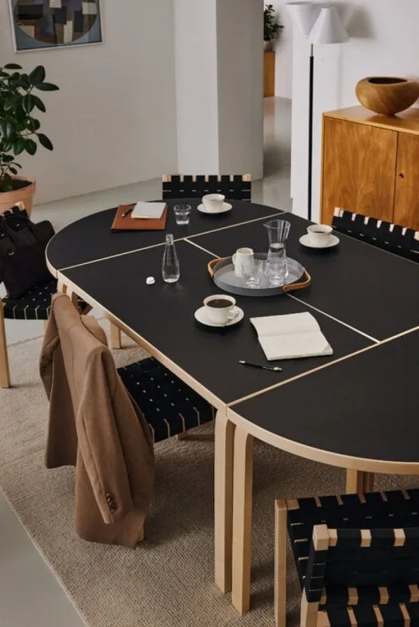Artek Aalto stol 611, björk - svart vävning