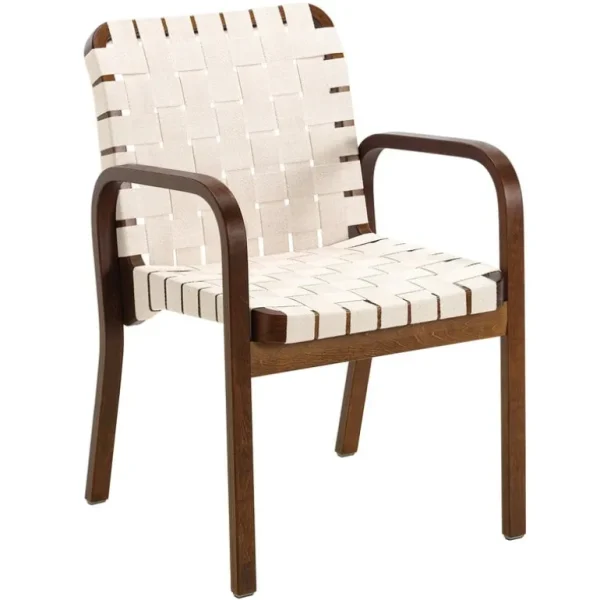 Artek Fåtölj 45 av Aalto, valnöt - naturvit/svart väv