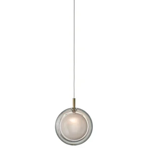 Bomma Lens Single pendellampa, vit - guld