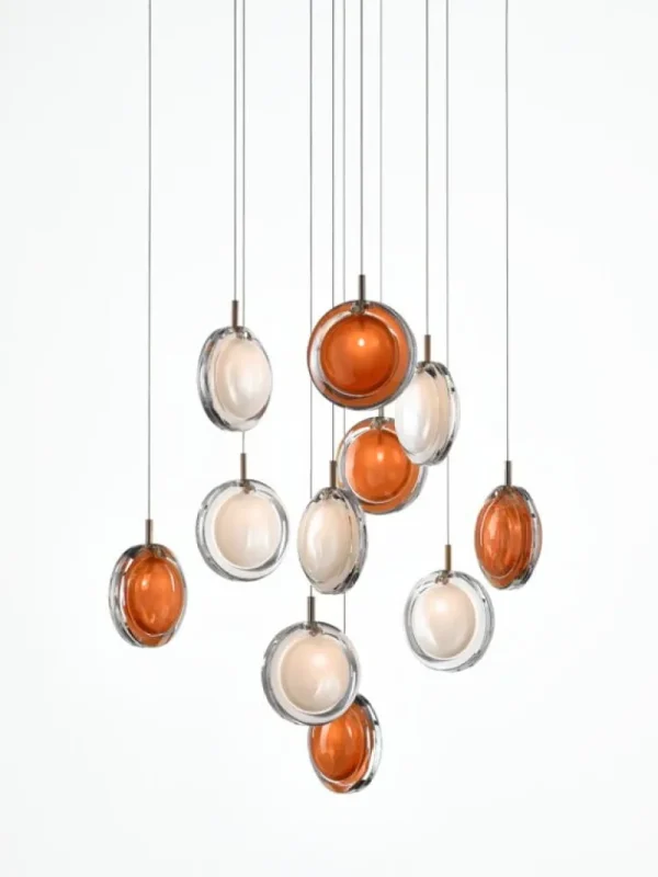 Bomma Lens Single pendellampa, vit - guld