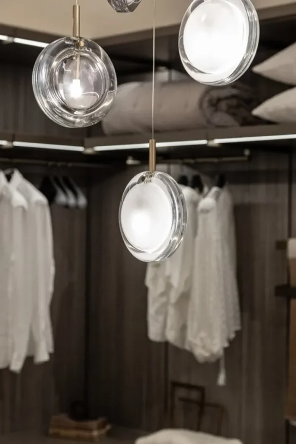 Bomma Lens Single pendellampa, vit - guld