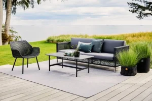 Cane-line Twist kaffebord, 120 x 60 cm, lavagrå - fossilsvart