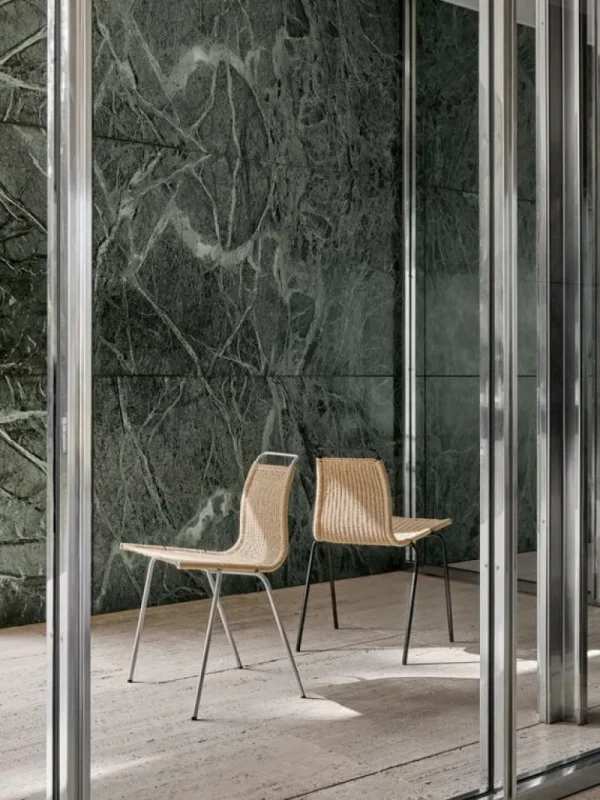 Carl Hansen & Søn PK1 stol, rostfritt stål - naturligt papperssnöre