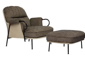 Fogia Lyra fotpall, svart stål - brun Kvadrat Safire 0001