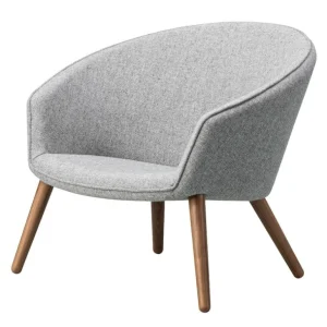 Fredericia Ditzel fåtölj, light grey - lackerad valnöt