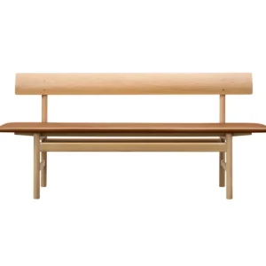Fredericia Mogensen 3171 sittbänk, såpad ek - Omni cognac läder
