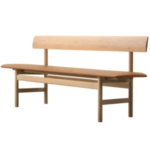 Fredericia Mogensen 3171 sittbänk, såpad ek - Omni cognac läder
