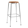 Fritz Hansen High Dot barstol, 76 cm, krom - valnötsbrunt läder