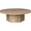 GUBI Epic soffbord, runt, 110 cm, varm taupe travertin