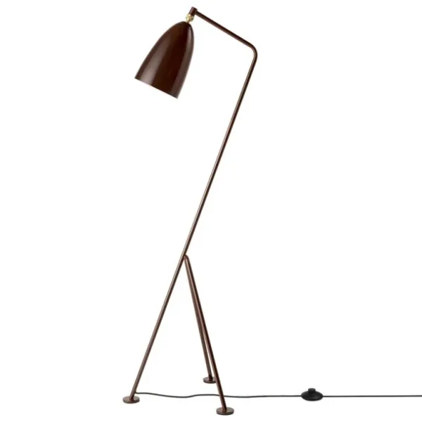 GUBI Gräshoppa golvlampa, valnötsbrun, glansig