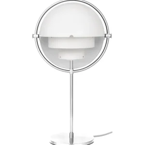 GUBI Multi-Lite bordslampa, krom - vit semimatt