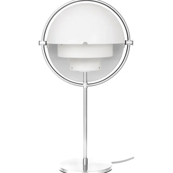 GUBI Multi-Lite bordslampa, krom - vit semimatt
