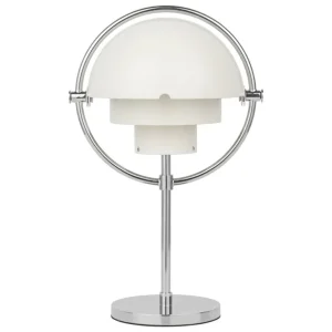 GUBI Multi-Lite bärbar bordslampa, krom - vit