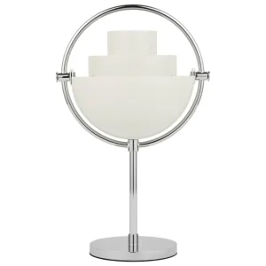 GUBI Multi-Lite bärbar bordslampa, krom - vit
