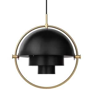GUBI Multi-Lite pendellampa, liten, mässing - svart semimatt