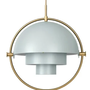 GUBI Multi-Lite pendellampa, mässing - havsgrå