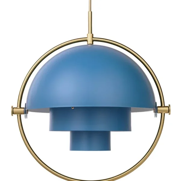 GUBI Multi-Lite pendellampa, mässing - blå