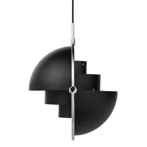GUBI Multi-Lite pendellampa, liten, krom - svart semimatt