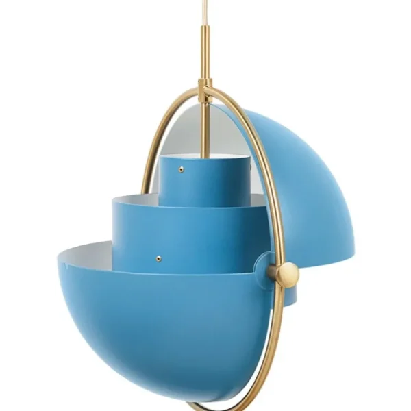 GUBI Multi-Lite pendellampa, mässing - blå