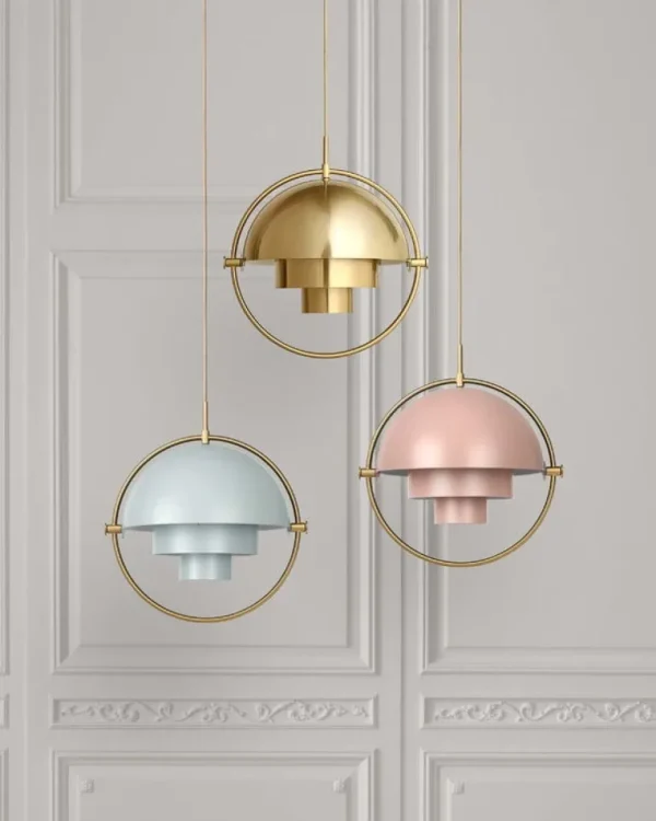 GUBI Multi-Lite pendellampa, mässing - matt rosenröd