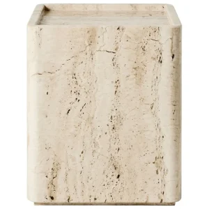 GUBI Pietra sidobord, 33 x 33 x 40 cm, neutral vit travertin