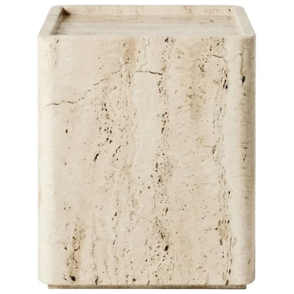 GUBI Pietra sidobord, 33 x 33 x 40 cm, neutral vit travertin
