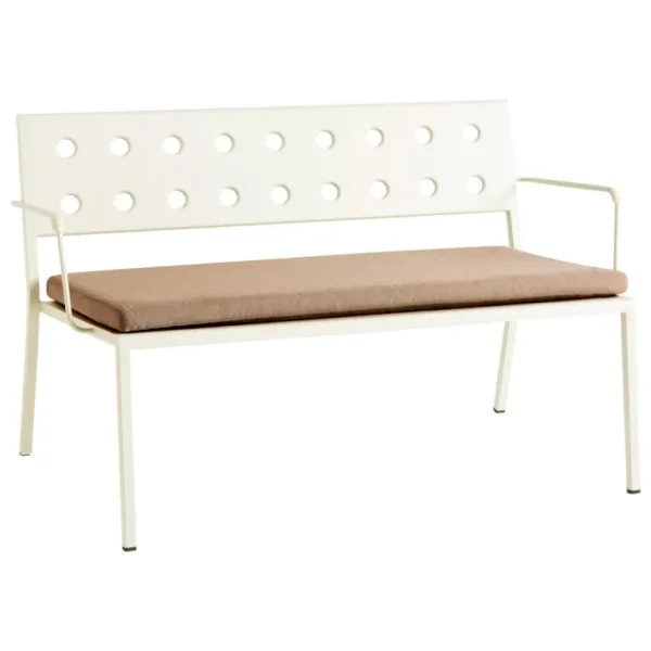 HAY Balcony Lounge bänk med armstöd, 121,5 x 69 cm, kritbeige