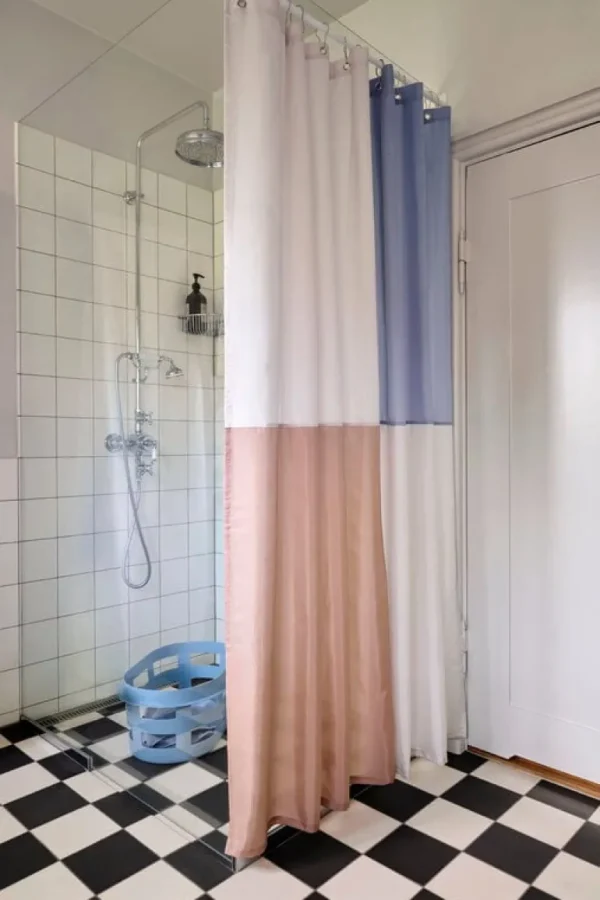HAY Check duschdraperi, blå