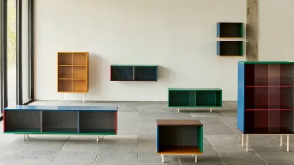HAY Colour Cabinet m/ glasdörrar, golv, 120 cm, mörk mint