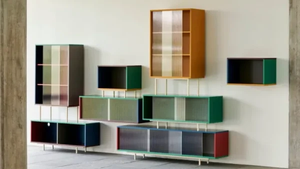 HAY Colour Cabinet m/ glasdörrar, golv, 120 cm, mörk mint