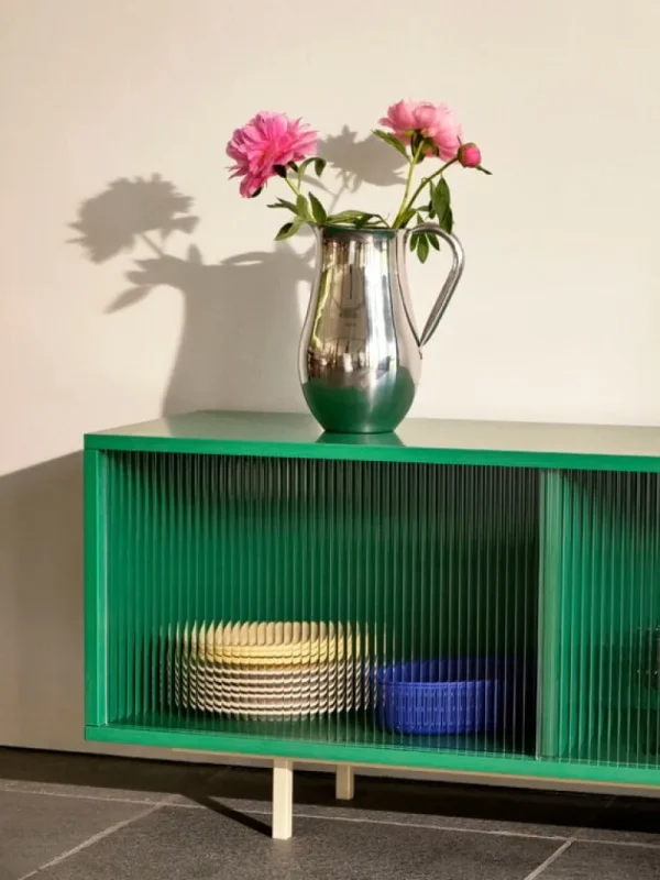 HAY Colour Cabinet m/ glasdörrar, golv, 120 cm, mörk mint