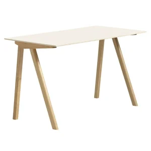 HAY CPH90 2.0 skrivbord, 130 x 65 cm, lackad ek - benvit linoleum