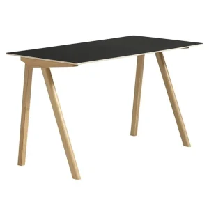 HAY CPH90 2.0 skrivbord, 130 x 65 cm, lackad ek - svart linoleum