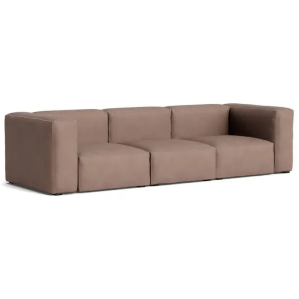 HAY Mags Soft 3-sits soffa, Comb.1 hög arm, nougatläder Sense