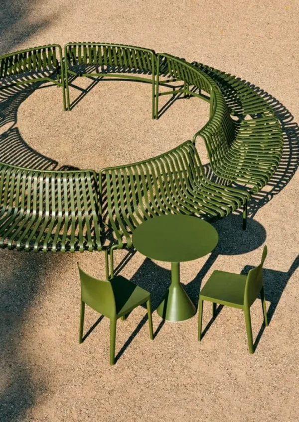 HAY Palissade Park tilläggsbänk för matplats, ut, himmelsgrå