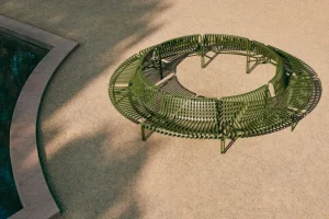 HAY Palissade Park tilläggsbänk för matplats, ut, himmelsgrå