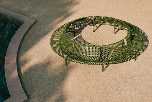 HAY Palissade Park tilläggsbänk för matplats, ut, himmelsgrå