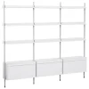 HAY Pier System 133 hylla, 3 kolumner, PS vit - aluminium